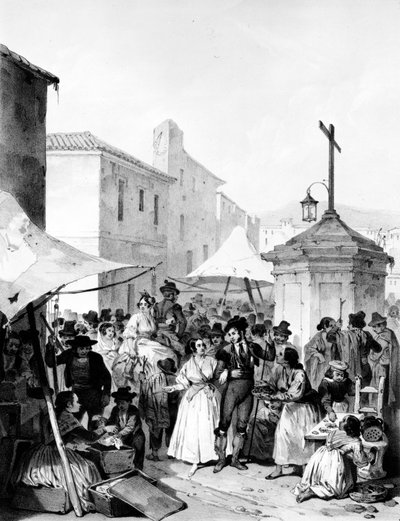 Mayrena-Messe, graviert von Bayot, 1842 von Jenaro Pérez Villaamil